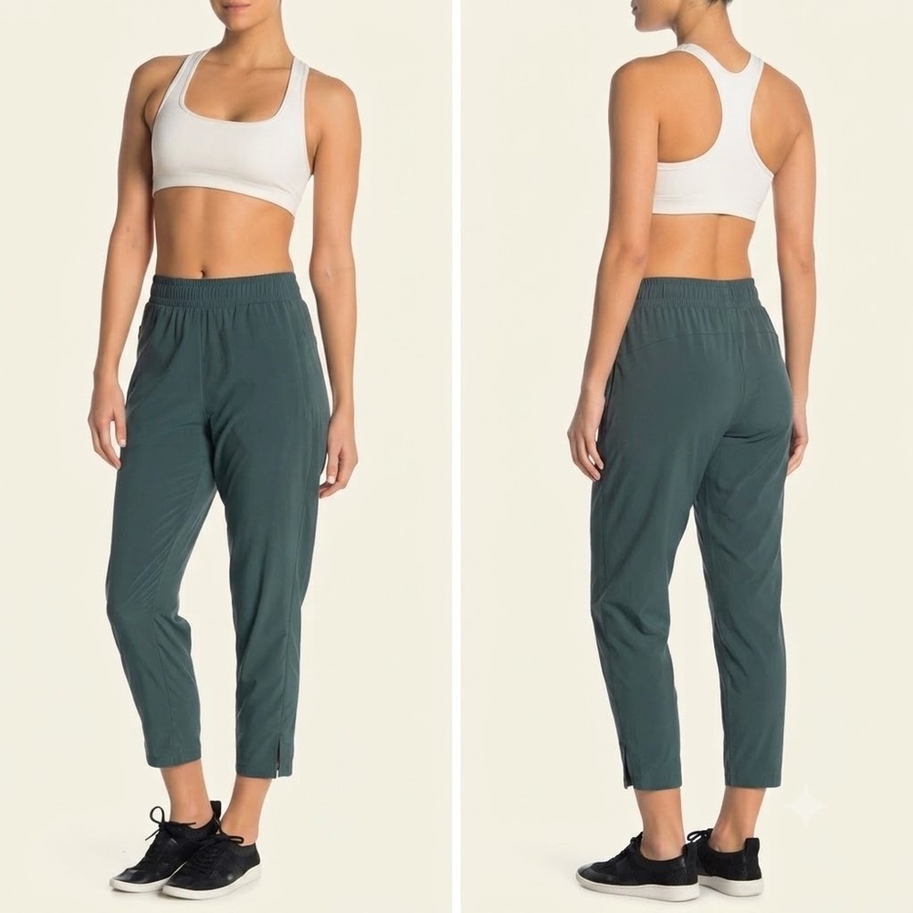 Z BY ZELLA Expression Zip Pocket Ankle Crop Pants Large Green Urban Side Split